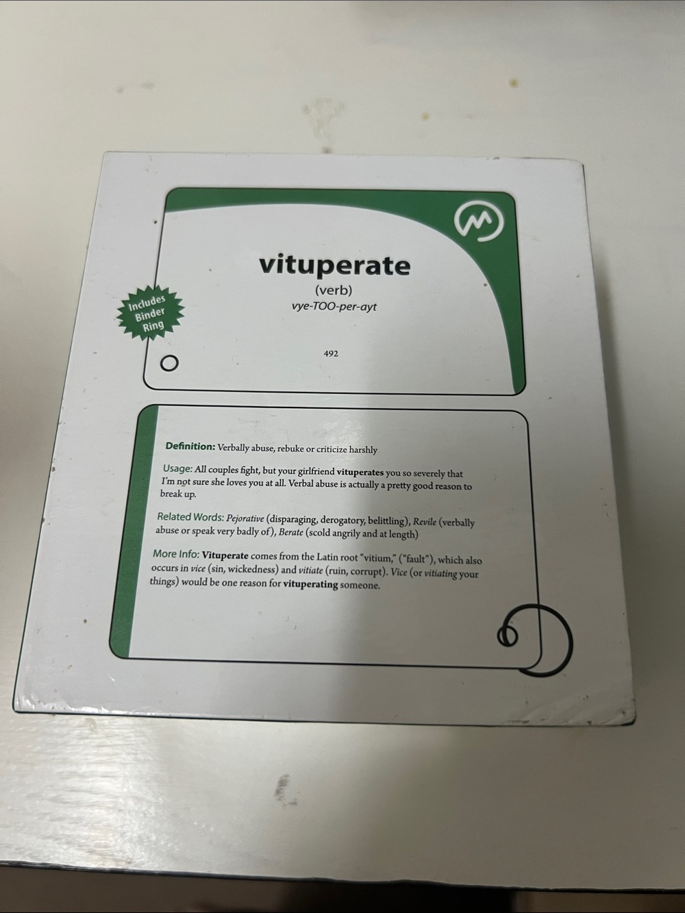 Manhattan Prep GRE Flash Cards - 500 Essential Words (Green/White) - Picture 3 of 4